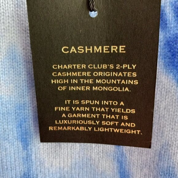 Charter Club Sweater Top 100% Cashmere Crew Neckline Puff Sleeve Two-Tone Blue S - Picture 5 of 12